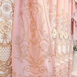 Mörkläggningsgardin I Chenille, Måttbeställd, Europeisk Stil, Blombroderi, För Vardagsrum/Sovrum