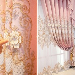 Mörkläggningsgardin I Chenille, Måttbeställd, Europeisk Stil, Blombroderi, För Vardagsrum/Sovrum