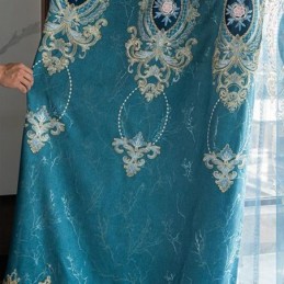 Mörkläggningsgardin Måttbeställd Gardin Europeisk Blombroderi För Vardagsrum/Sovrum