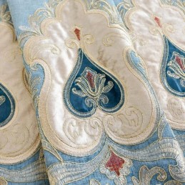 Mörkläggningsgardin I Chenille Med Måttbeställning, Europeisk Blombroderi, För Vardagsrum Och Sovrum