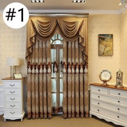 Mörkläggningsgardin I Chenille Med Måttbeställning, Europeisk Blombroderi, För Vardagsrum Och Sovrum