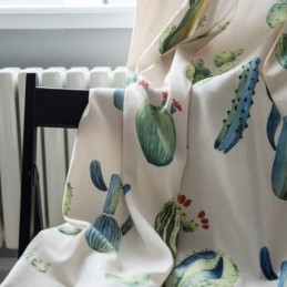 Kreativ Kaktusmönstrad Gardin Måttbeställd Kromatisk Halvmörkläggningsgardin Vardagsrum Sovrum Barntyg