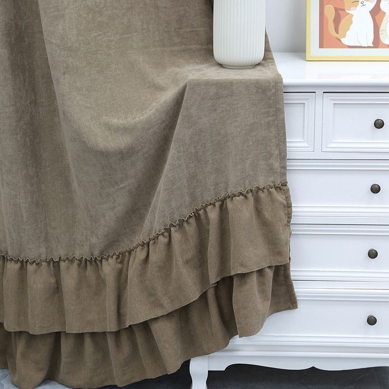 Enfärgad Chenille Mörkläggningsgardin Måttbeställd Nordisk Stil Skarvning För Vardagsrum Och Sovrum