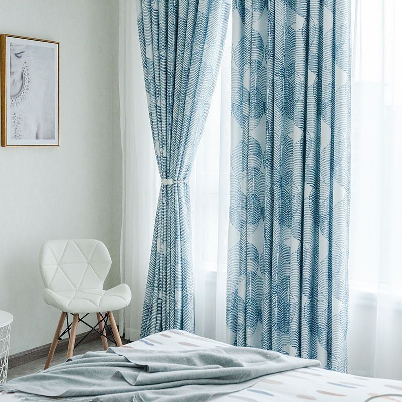 Nordisk Mörkläggningsgardin Måttbeställd Gardin Med Tryckta Löv För Vardagsrum/Sovrum