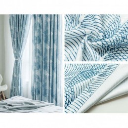 Nordisk Mörkläggningsgardin Måttbeställd Gardin Med Tryckta Löv För Vardagsrum/Sovrum