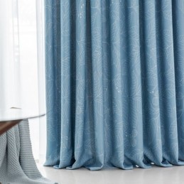 Nordisk Mörkläggningsgardin Måttbeställd Gardin För Vardagsrum Sovrum Tryckta Löv