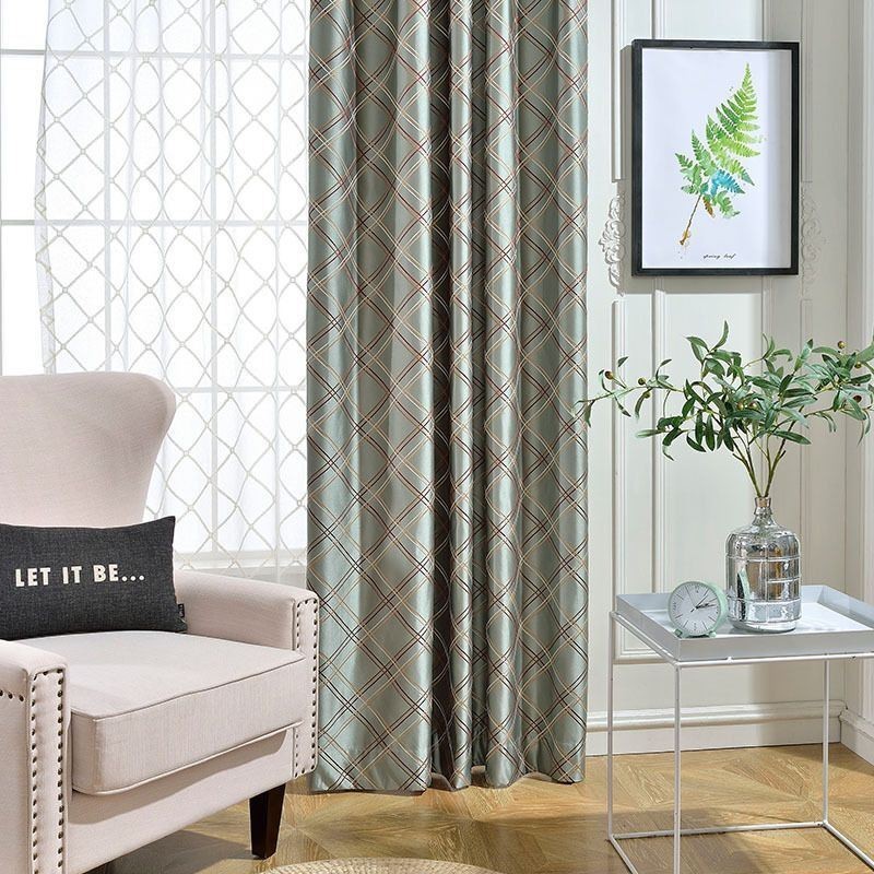 Nordisk Mörkläggningsgardin Måttbeställd Gardin Romb Jacquard För Vardagsrum Sovrum