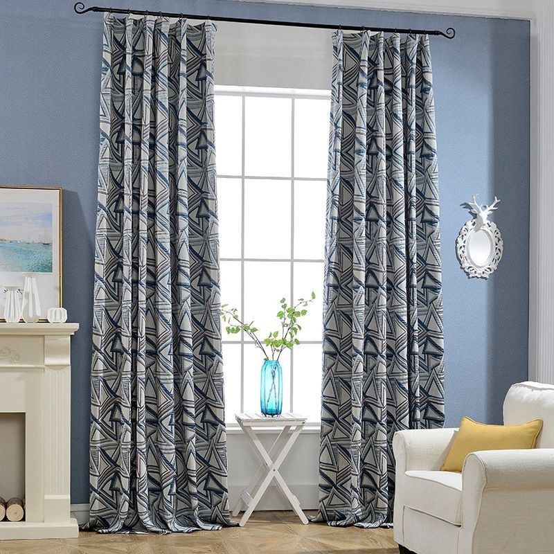 Mörkläggningsgardin I Linne, Måttbeställd, Nordisk Geometrisk Jacquard, För Vardagsrum Och Sovrum