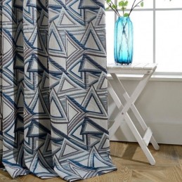 Mörkläggningsgardin I Linne, Måttbeställd, Nordisk Geometrisk Jacquard, För Vardagsrum Och Sovrum