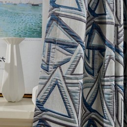 Mörkläggningsgardin I Linne, Måttbeställd, Nordisk Geometrisk Jacquard, För Vardagsrum Och Sovrum
