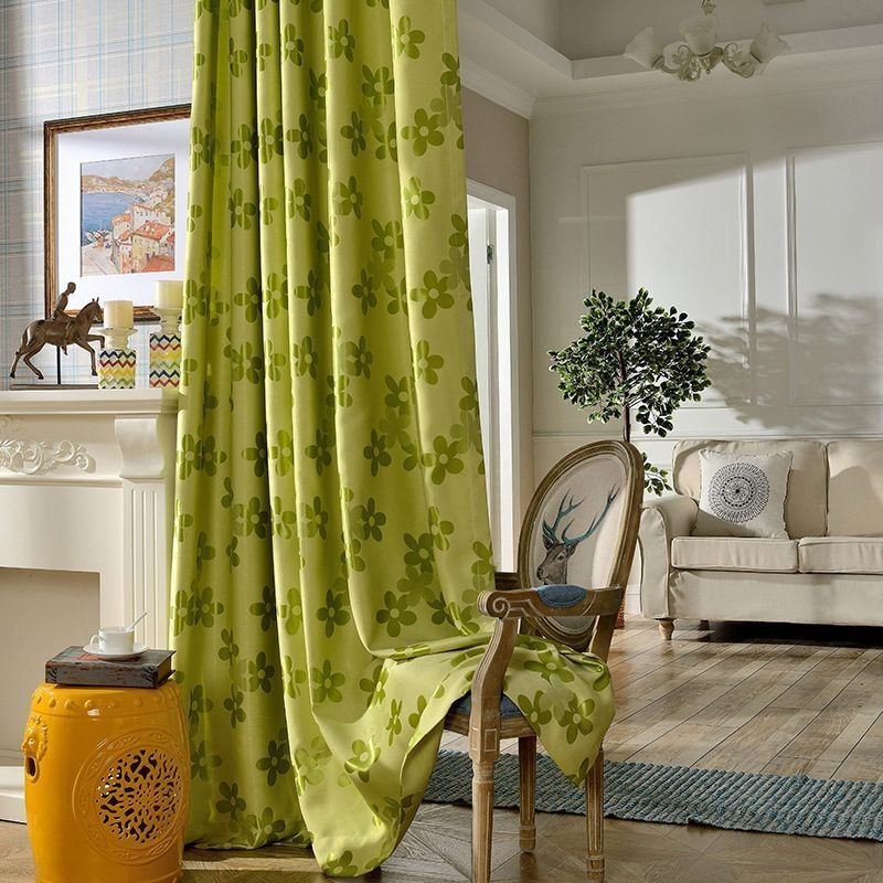 Mörkläggningsgardin Måttbeställd Gardin Nordisk Blomma Jacquard För Vardagsrum Sovrum