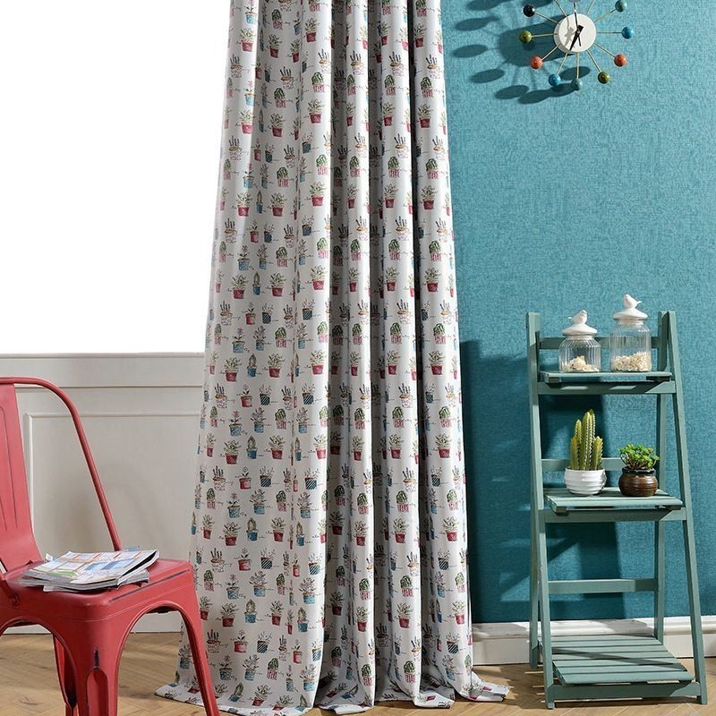 Nordisk Mörkläggningsgardin Måttbeställd Gardin Krukväxt Tryckt För Vardagsrum Sovrum