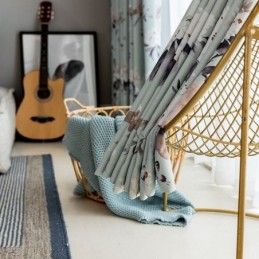 Nordiska Mörkläggningsgardiner Med Tryck Och Blommönster För Vardagsrum Och Sovrum