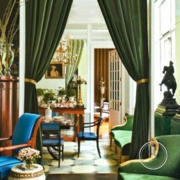 Mörkgrön Flanellgardin...