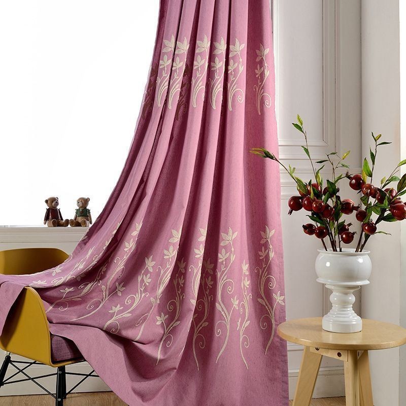 Nordisk Vindgardin Med Mörkläggningsgardin, Måttbeställd, Broderad Bomull Och Linne