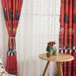 Mörkläggningsgardiner I Bomull Med Tecknad Bil I Barnstil