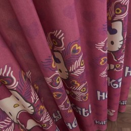 Mörkläggningsgardiner I Bomull Med Barnmotiv, Kattungetryck, För Vardagsrum Och Sovrum