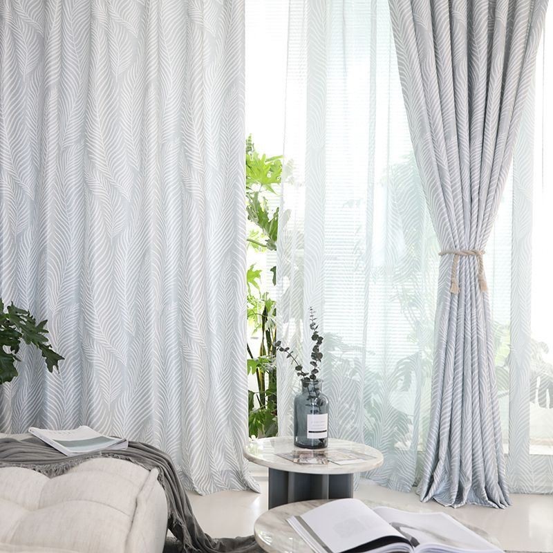 Mörkläggningsgardin Med Lövtryck, Måttbeställd Gardin, Nordisk Design, För Vardagsrum Och Sovrum