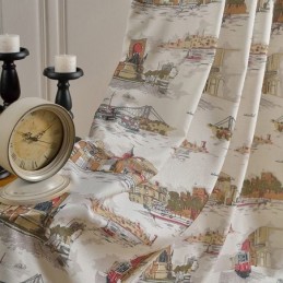 Nordiska Mörkläggningsgardiner I Linne, Urbant Tryck, För Vardagsrum Och Sovrum