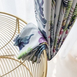 Nordiska Mörkläggningsgardiner Med Växttryck För Vardagsrum Och Sovrum