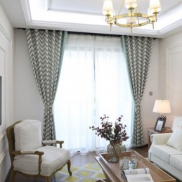 Lyxiga Jacquardgardiner Vågiga Randiga Mörkläggningsgardiner För Vardagsrum