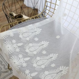 Andningsbar Transparent Gardin Måttbeställd Gardin Vit Alla Matchande Broderi Vardagsrum