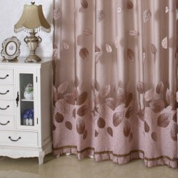 Minimalistisk Voilegardin Måttbeställd Gardinpanel Uppfriskande Löv Jacquard