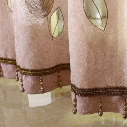 Minimalistisk Voilegardin Måttbeställd Gardinpanel Uppfriskande Löv Jacquard