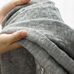 Nordisk Rutig Tyllgardin Måttbeställd Gardin Varpstickning Transparent Gardin För Vardagsrum