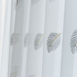 Nordisk Enkel, Skir Gardin, Måttbeställd, Gardin, Lantlig Löv, Vit Broderi, Sovrum, Vardagsrum, Tyg