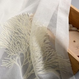 Andningsbar, Transparent Gardin, Måttbeställd, Broderad Trädstruktur, Vardagsrumsgardin