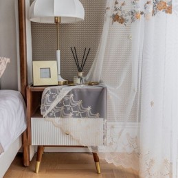 Blommiga Tyllgardiner Vita Voile Transparenta För Vardagsrum