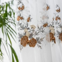 Blommiga Tyllgardiner Vita Voile Transparenta För Vardagsrum
