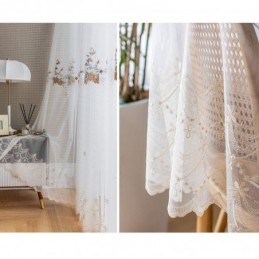 Blommiga Tyllgardiner Vita Voile Transparenta För Vardagsrum