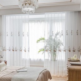 Blommiga Tyllgardiner Vita Voile Transparenta För Vardagsrum