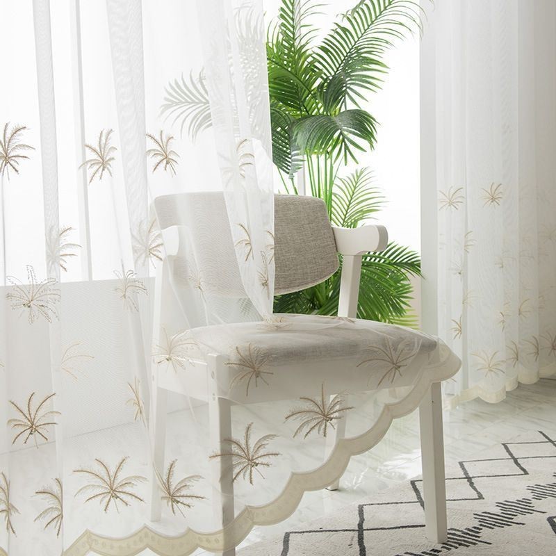 Dekorativa Transparenta Gardiner Måttbeställda Gardinväggar Med Broderi, Fönstergardiner, Vardagsrum, Sovrum