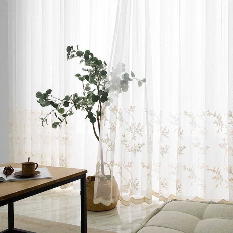 Broderade, Skira Tyllgardiner, Växtbaserad Voilegardin, Måttbeställd Gardin För Vardagsrum