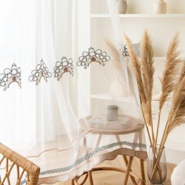 Broderade, Skira Tyllgardiner, Eleganta Draperier, Cortinas För Vardagsrum