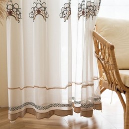 Broderade, Skira Tyllgardiner, Eleganta Draperier, Cortinas För Vardagsrum