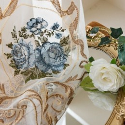 Blommig Fönstergardin Måttbeställd Gardin Broderad Tyll För Vardagsrum