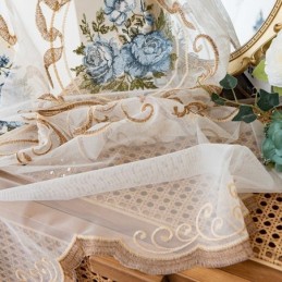 Blommig Fönstergardin Måttbeställd Gardin Broderad Tyll För Vardagsrum