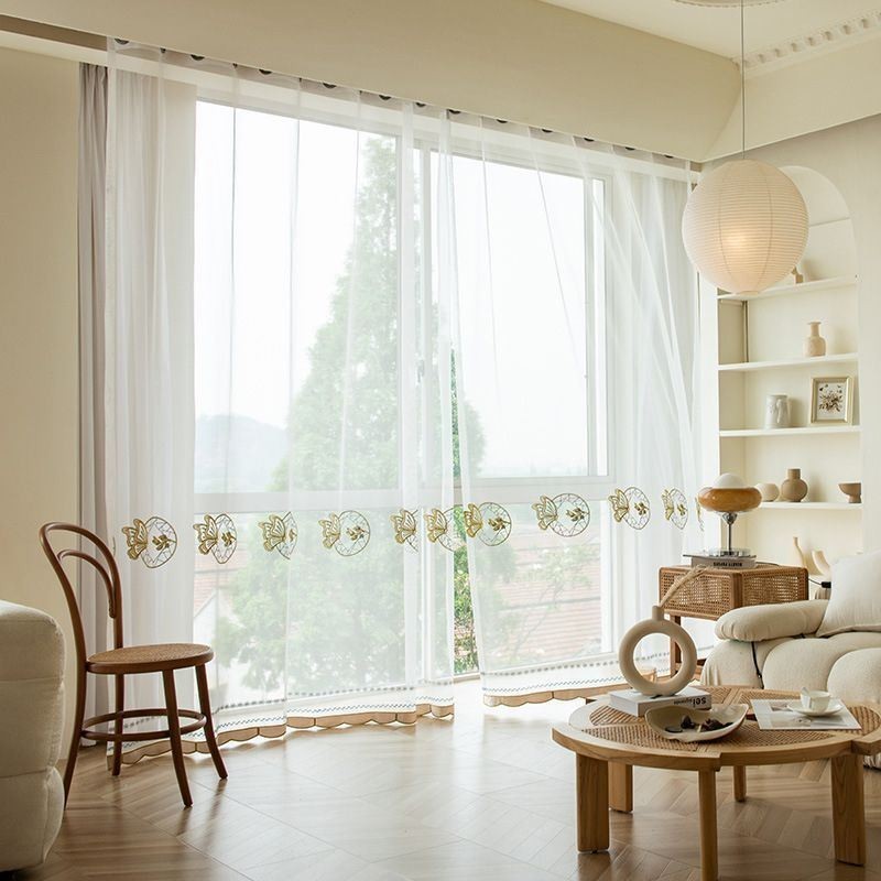 Broderade, Skira Tyllgardiner, Fjärilsgardin I Voile, Måttbeställd Gardin För Vardagsrum