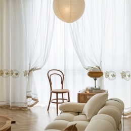 Broderade, Skira Tyllgardiner, Fjärilsgardin I Voile, Måttbeställd Gardin För Vardagsrum