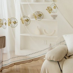 Broderade, Skira Tyllgardiner, Fjärilsgardin I Voile, Måttbeställd Gardin För Vardagsrum