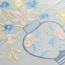 Broderade, Skira Tyllgardiner, Blommig Voilegardin, Måttbeställd Gardin För Vardagsrum