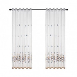 Broderade, Skira Tyllgardiner, Blommig Voilegardin, Måttbeställd Gardin För Vardagsrum