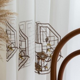 Lyxig Vit Transparent Gardin, Måttbeställd, Broderad, Högkvalitativ Tyll