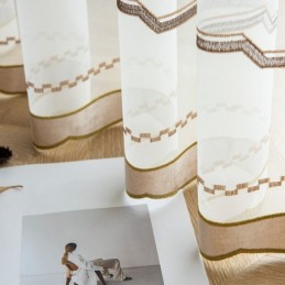 Lyxig Vit Transparent Gardin, Måttbeställd, Broderad, Högkvalitativ Tyll