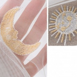 Tecknad Broderad Tyllgardin, Måttbeställd Gardin, Vackert Mönster, Transparent Fönsterbehandling