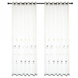 Tecknad Broderad Tyllgardin, Måttbeställd Gardin, Vackert Mönster, Transparent Fönsterbehandling